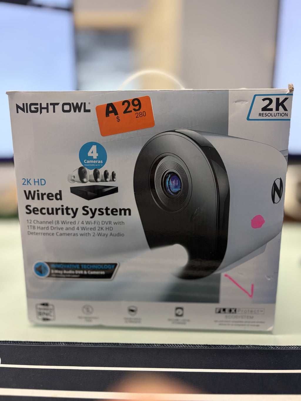 12-Channel 2K Wired Security Camera System with 1TB DVR & 4 Cameras