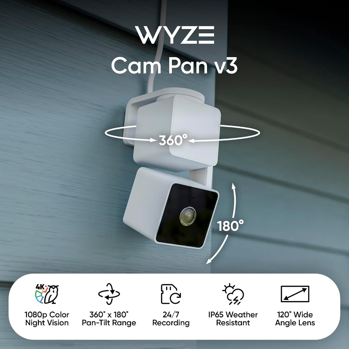 WYZE Cam Pan v3 Indoor/Outdoor Pan & Tilt Security Camer