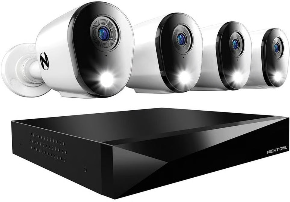 12-Channel 2K Wired Security Camera System with 1TB DVR & 4 Cameras